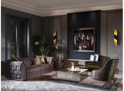 Luxurious 3-seater taupe sofa for living room furniture