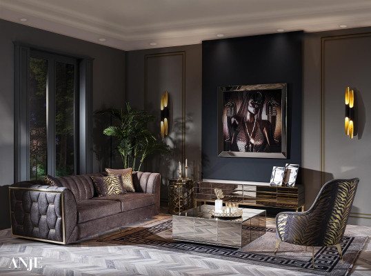 Modern luxury stainless steel sofa set for living room new