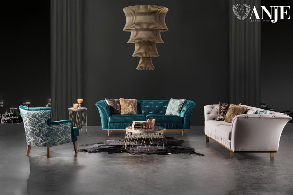 Luxury sofa and armchair for a comfortable room made of modern material