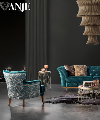 Luxury sofa and armchair for a comfortable room made of modern material