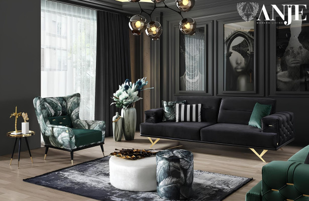 Luxury green upholstered armchair new