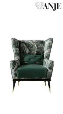 Luxury green upholstered armchair new