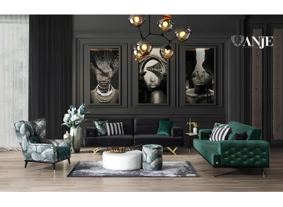 Luxury green ottoman for upholstered living room furniture