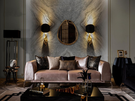 Modern luxury black coffee table in three pieces