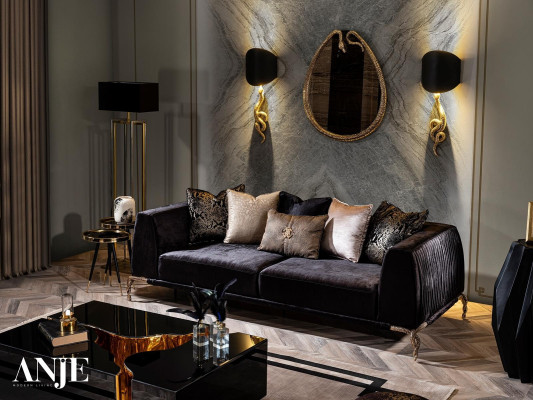 Modern luxury black coffee table in three pieces