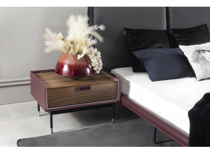 Loft bedroom furniture set with bed, wardrobe, nightstands, and 5-drawer chest