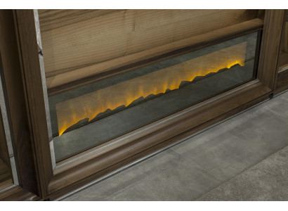 Luxury living room wall, 448 cm, with wooden fireplace