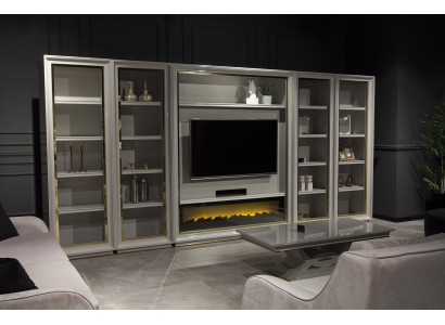 XXL wall cabinet for living room fireplace design