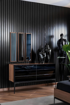 Bedroom furniture set Perfect set Black bed Wardrobe Nightstand 8 pieces