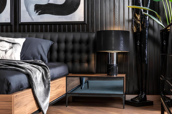 Luxury black and brown nightstands