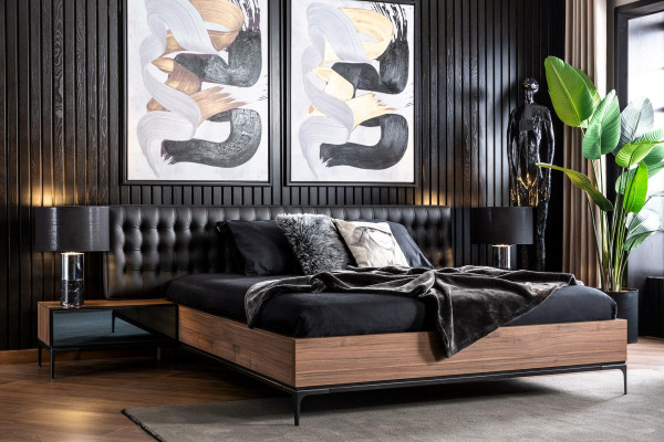 Luxury nightstand with brown glass doors