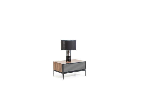 Luxury nightstand with brown glass doors