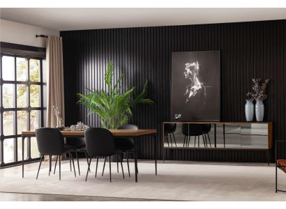 Luxury dining set, table with 4 folding chairs