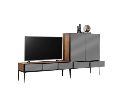 Beige, black and brown cabinet for the living room