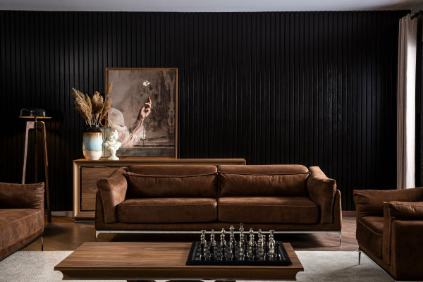 3-seater sofa made of soft brown velvet