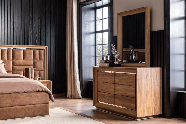 Perfect bedroom furniture set, which includes a wardrobe, nightstands, and a bed in 5 pieces.