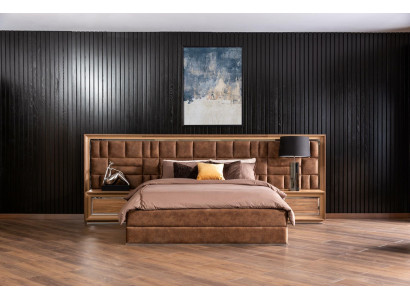Bedroom furniture set, which includes a bed, a wardrobe, and 2 nightstands, 4 pieces.