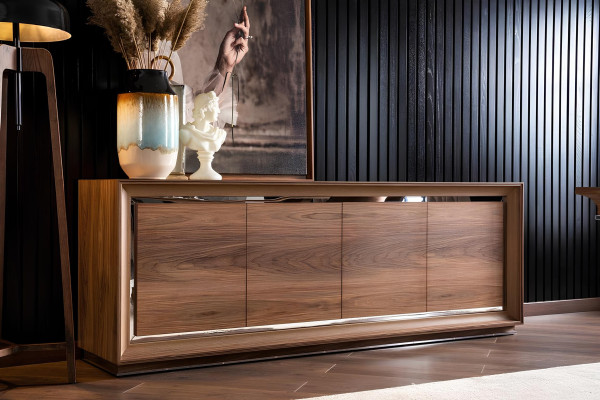 Brown wooden chest of drawers 218 cm