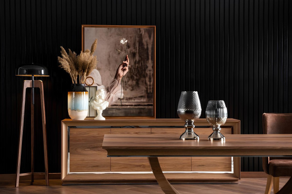 Brown wooden chest of drawers 218 cm
