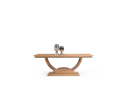 Brown wooden dining table with 4 chairs