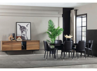 Mustat 7-piece kitchen furniture with modern and comfortable chairs