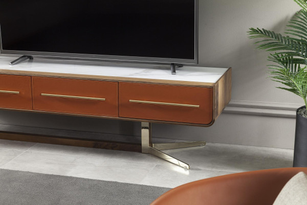 Multifunctional wall shelf made of orange steel