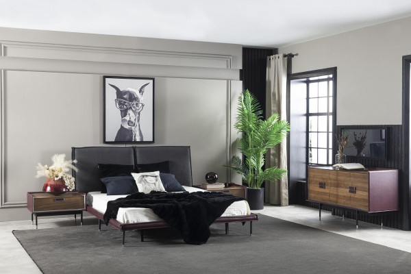 Luxury brown bedside table for bedroom, loft furniture, modern console