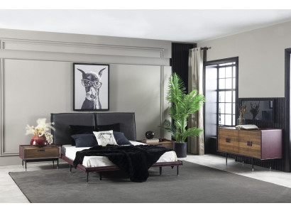 Luxury brown bedside table for bedroom, loft furniture, modern console