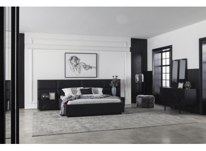 Modern black upholstered bed for luxury bedrooms