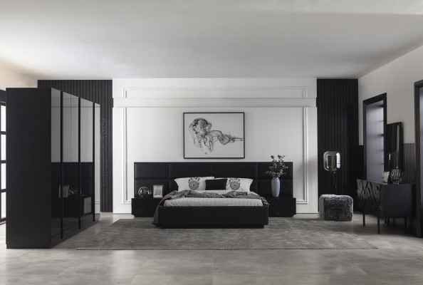 Black wood bedroom 264 cm