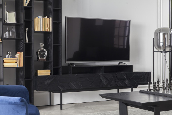 High-quality black living room wall with two-piece table