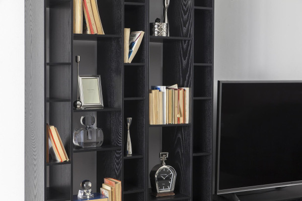 High-quality black living room wall with two-piece table