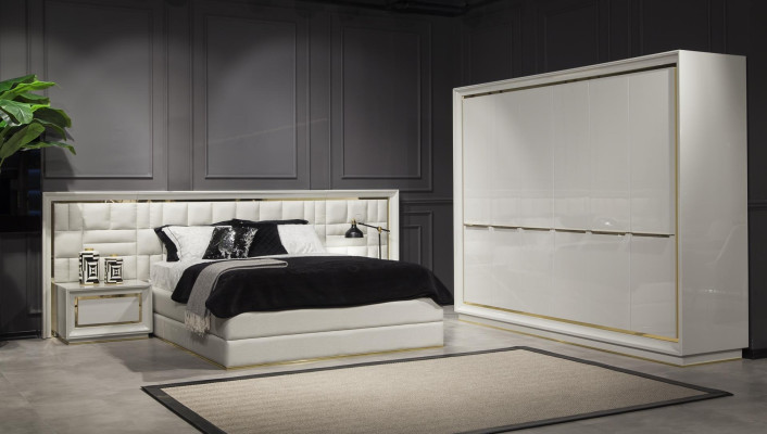 White gold bedroom furniture 4-piece nightstand