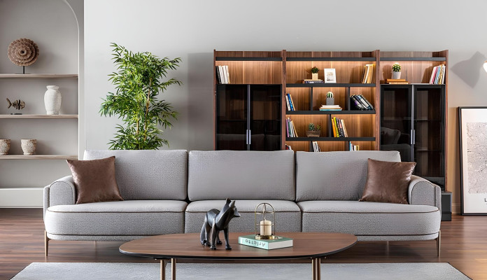 Gray 32-person sofa table set