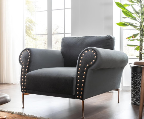 Three-seater sofa Tonal blue-orange fabric