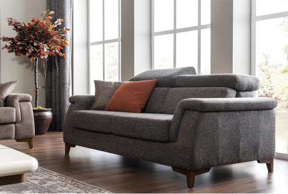 Modern gray leather armchair
