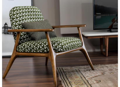 Modern armless gray cocktail chair green fabric