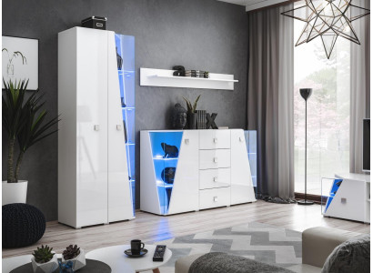 Luxury living room furniture set, which includes a cabinet, a display case, and a 3-piece shelf.