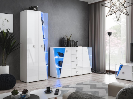 Modern furniture set for luxury living room, furniture, built-in wall, display cabinet, new furniture, white
