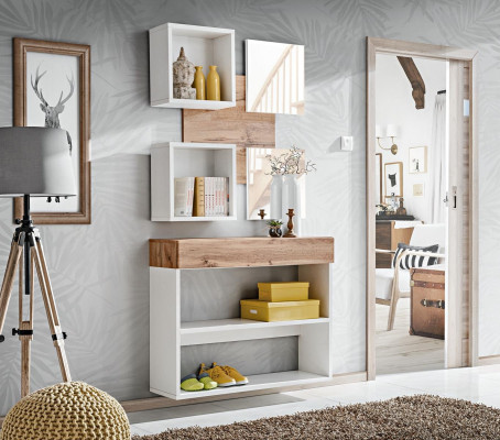 Luxury shoe furniture set for entrance with modern wooden design