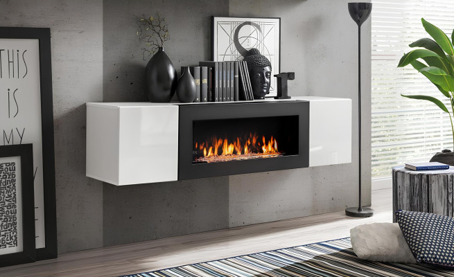 Luxury built-in wardrobe with fireplace living room furniture suspended wardrobe design decoration
