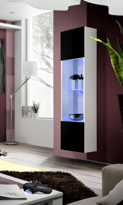 Modern white hanging wooden display cabinet