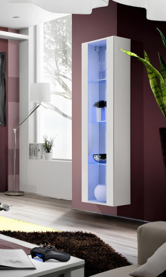 White suspended display cabinet luxury wood living room decoration