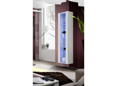White suspended display cabinet luxury wood living room decoration