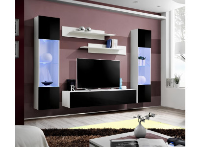Modern black living room wall design TV stand