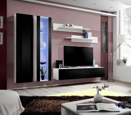 Modern wall unit with suspended display cabinet TV living room cabinet support shelves