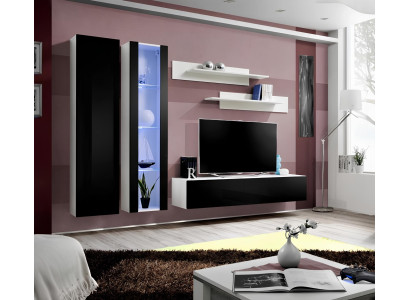 Modern wall unit with suspended display cabinet TV living room cabinet support shelves