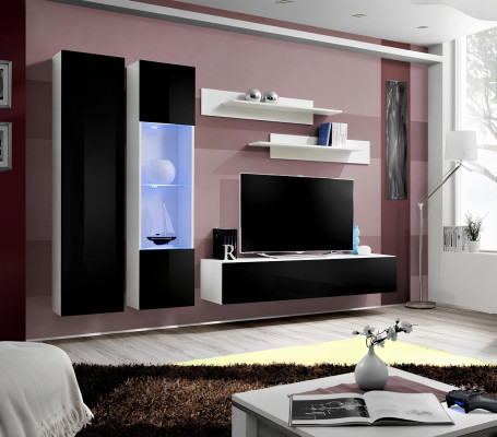 Modern 5-piece living room set with TV stand and shelf