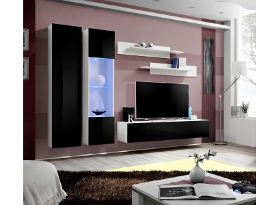Modern 5-piece living room set with TV stand and shelf