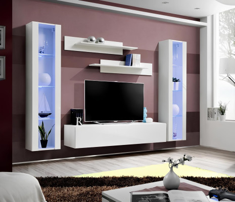Living room wall 5 pieces rtv 2x suspended display modern design furniture